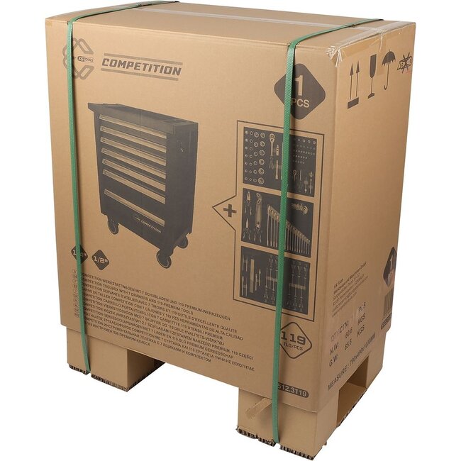 KS Tools COMPETITION gereedschapswagen met 7 laden en 119 - delig Premium gereedschap - 512.3119