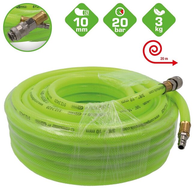 KS Tools COMPETITION Air hose with signal fluorecent colour 20m, Ø 10mm - 512.3420