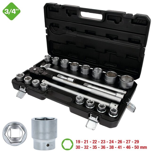 KS Tools COMPETITION 3/4" Coffret de douilles, 21 pcs – 512.3421