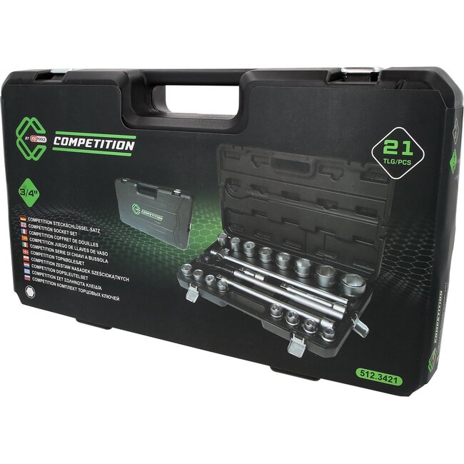 KS Tools COMPETITION 3/4" Coffret de douilles, 21 pcs – 512.3421
