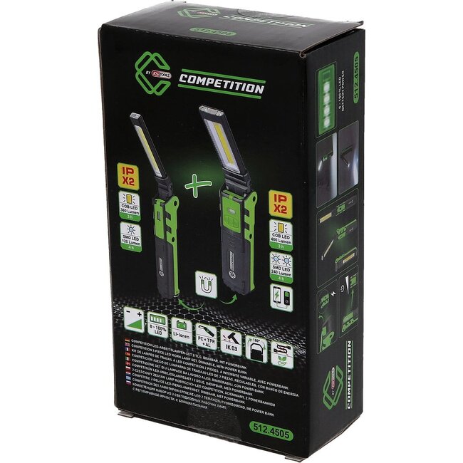 KS Tools COMPETITION LED-Arbeitslampen-Set 2-tlg, dimmbar, mit Powerbank - 512.4505