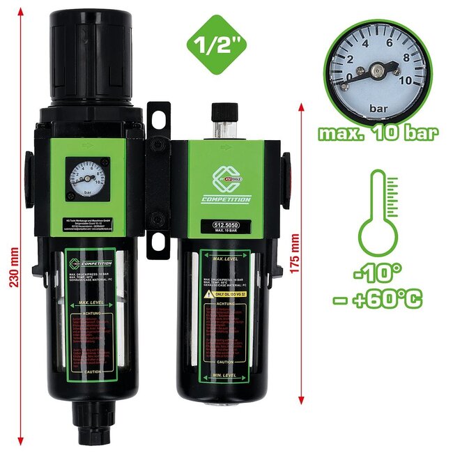 KS Tools 1/2" COMPETITION Filtre régulateur et lubrificateur – 512.5050