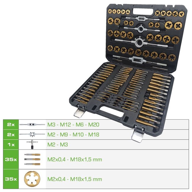 KS Tools COMPETITION TiN tap and die set, 110 pcs - 512.5070