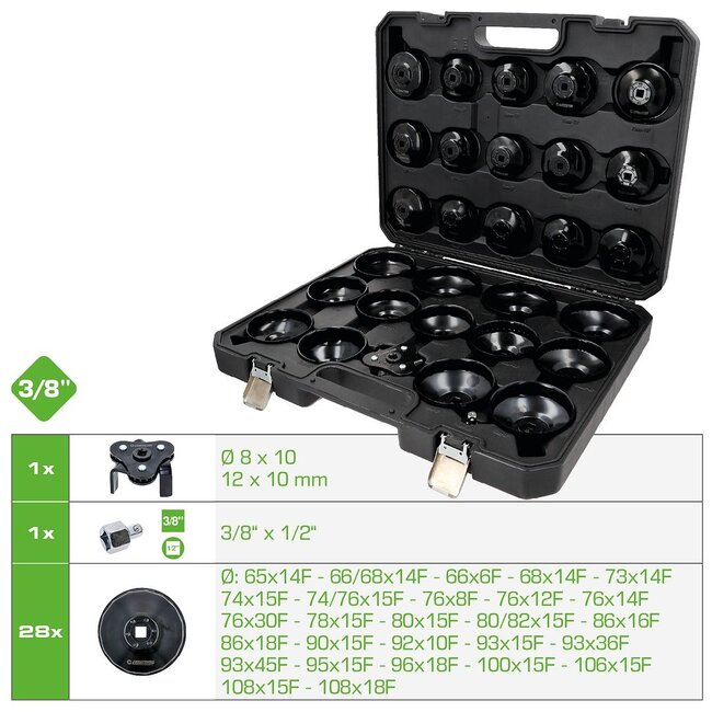 KS Tools COMPETITION 3/8" Oliefiltersleutelset - 30 - delig - 512.5075