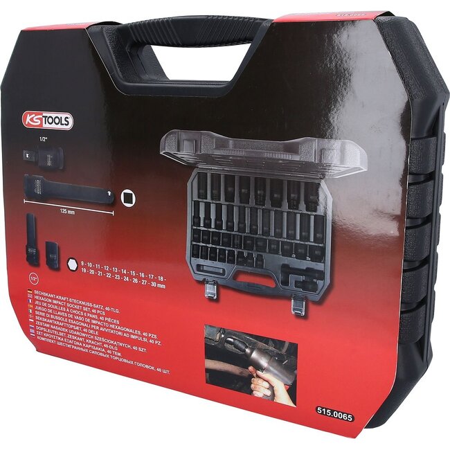 KS Tools 1/2" Jeu de douilles à chocs 6 pans, 40 pcs – 515.0065