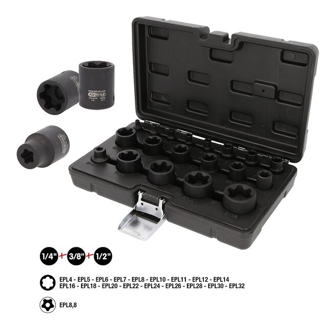 KS Tools 1/4"+3/8"+1/2" Torx impact socket wrench set, 19 pcs - 515.0119