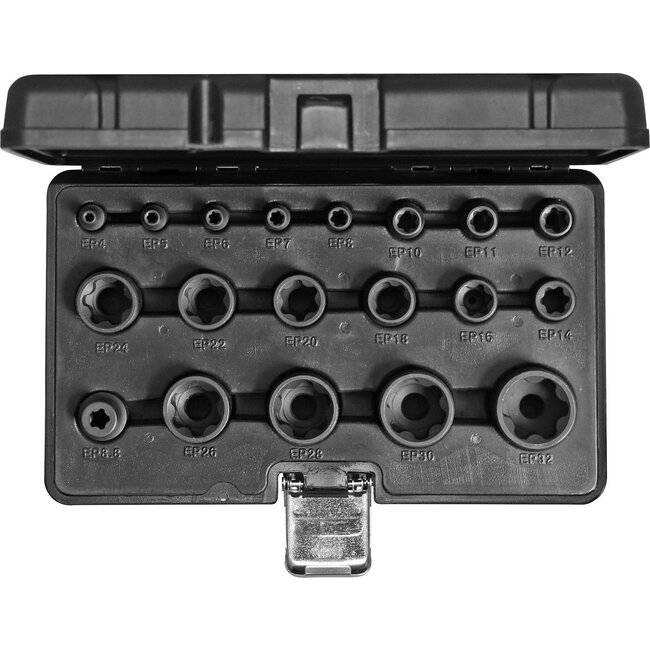 KS Tools 1/4"+3/8"+1/2" Torx impact socket spanner set, 19 pcs - 515.0119