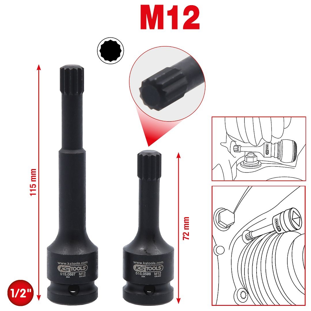 KS Tools 1/2" Bit-dopsleutelset XZN - kracht - 2 - delig - 515.0595, foto 2 van 6