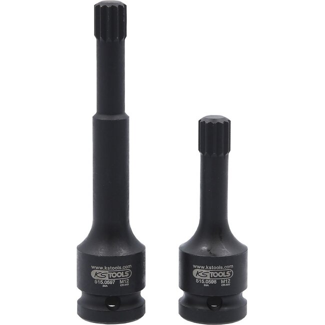 KS Tools 1/2" Impact bit socket set for spline (XZN) screws, 2 pcs - 515.0595