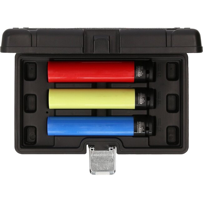KS Tools Aluminum rims, power socket set, extra long, 3 pcs, 1/2", 17, 19, 21mm - 515.0865