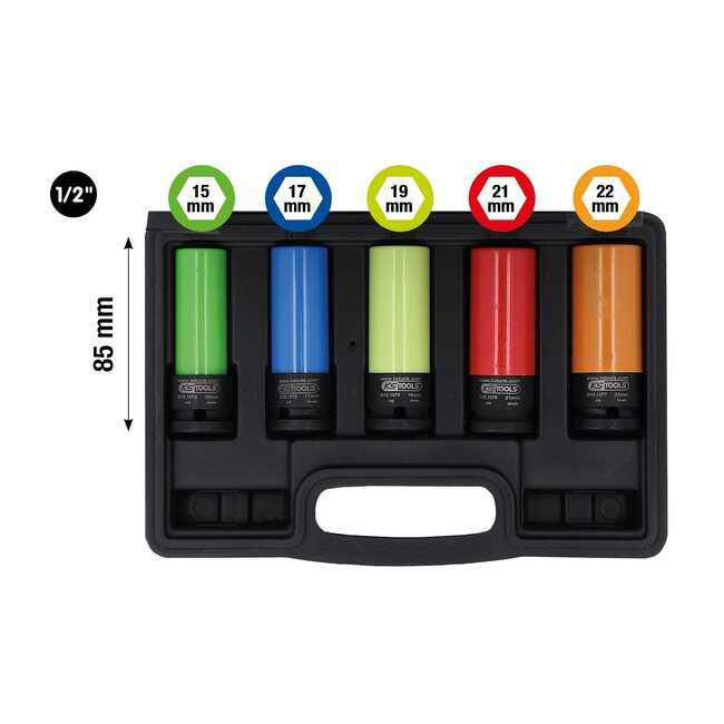 KS Tools 1/2" Dopsleutelset - kracht voor alu-velgen - robuust - 5 - delig - 515.0870