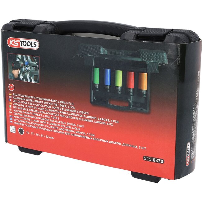KS Tools 1/2" Aluminium wheel impact socket set, 5 pcs - 515.0870
