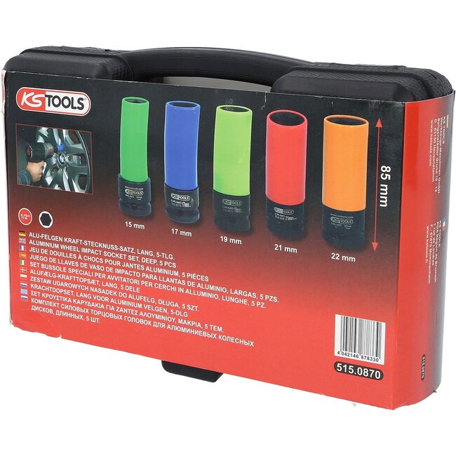 KS Tools 1/2" Jeu de douilles à chocs pour jantes aluminium robustes, 5 pcs – 515.0870