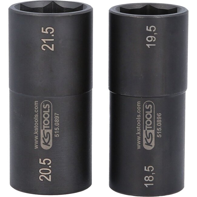 KS Tools 1/2" Special aluminium rims impact socket set for Ford, 18.5 / 19.5 / 20.5 / 21.5 mm, 2 pcs - 515.0895