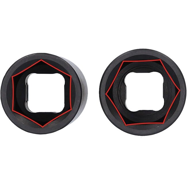 KS Tools 1/2" Spezial-Alu-Felgen-Kraft-Stecknuss-Satz für Ford, 18,5 / 19,5 / 20,5 / 21,5 mm, 2-tlg - 515.0895