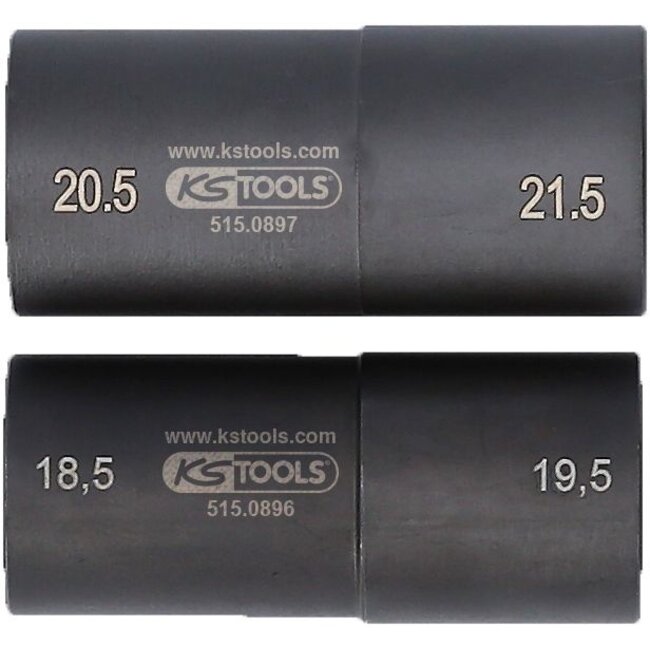 KS Tools 1/2" Special aluminium rims impact socket set for Ford, 18.5 / 19.5 / 20.5 / 21.5 mm, 2 pcs - 515.0895