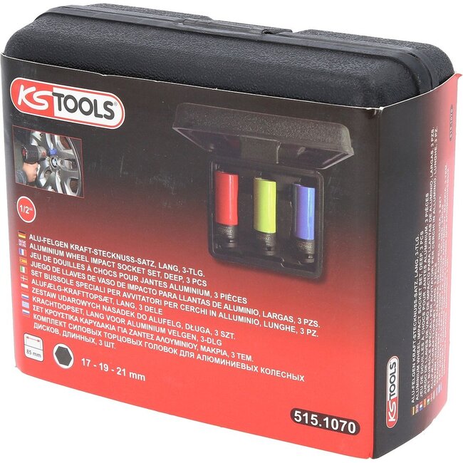 KS Tools 1/2" Aluminum wheel impact socket set, 3 pcs - 515.1070