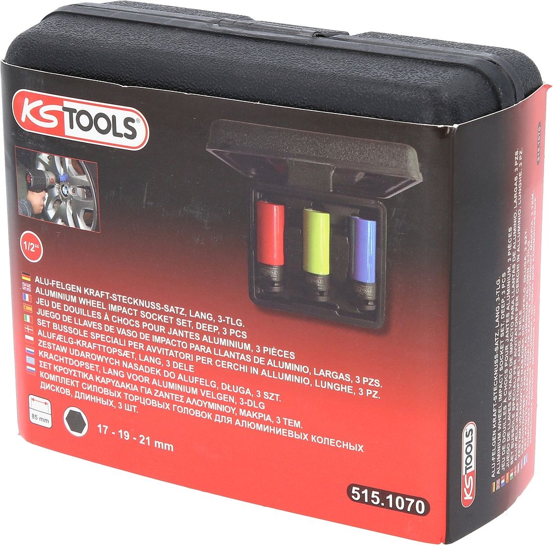 KS Tools 1/2" Dopsleutelset - kracht voor alu-velgen - robuust - 3 - delig - 515.1070, foto 4 van 6