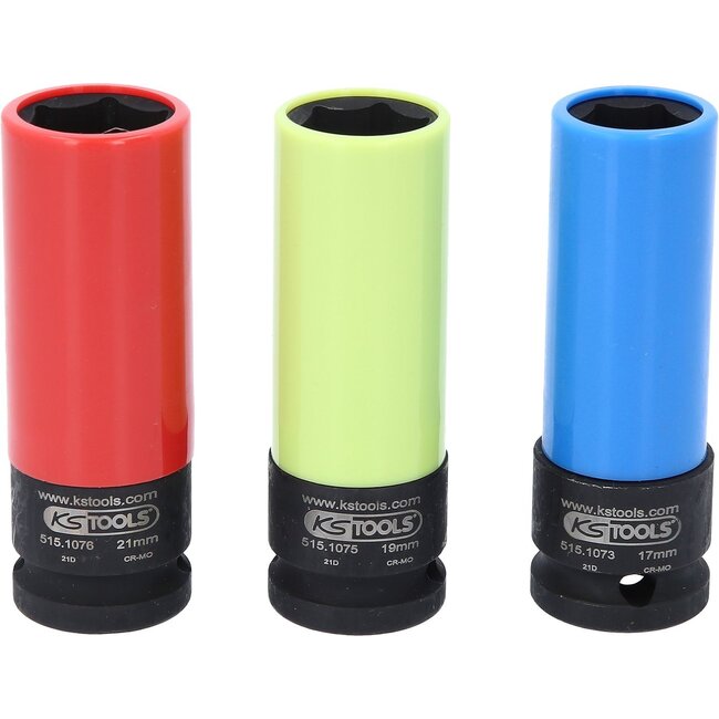 KS Tools 1/2" Aluminium wheel impact socket set, 3 pcs - 515.1070