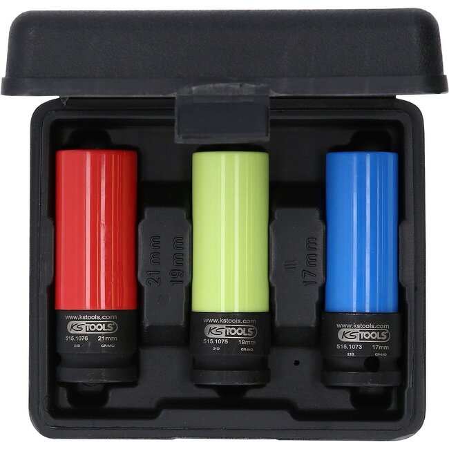 KS Tools 1/2" Aluminum wheel impact socket set, 3 pcs - 515.1070