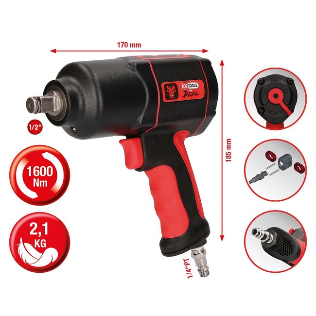 KS Tools 1/2" High performance impact wrench, 1600Nm - 515.1200