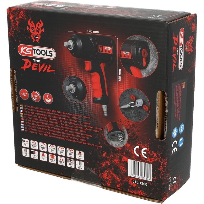 KS Tools 1/2" Hochleistungs-Druckluft-Schlagschrauber, 1600Nm - 515.1200