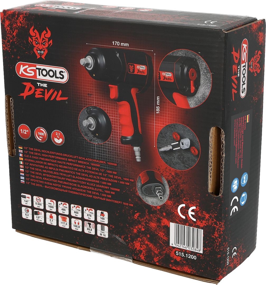 KS Tools 1/2" Krachtige pneumatische slagmoersleutel - 1600 Nm - 515.1200, foto 5 van 6