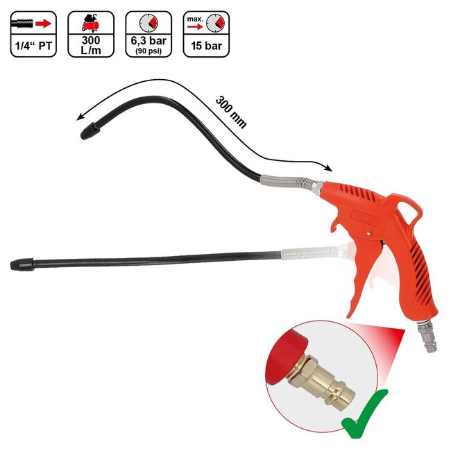 KS Tools Perslucht-uitblaaspistool met flexibele spuitkop - 515.1914