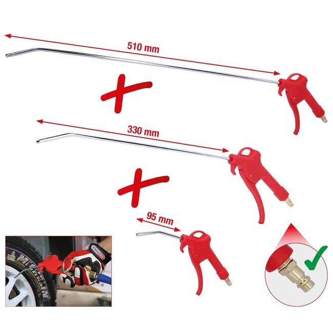 KS Tools Pneumatic blow out pistol set, 3 pcs, 95-510mm - 515.1921