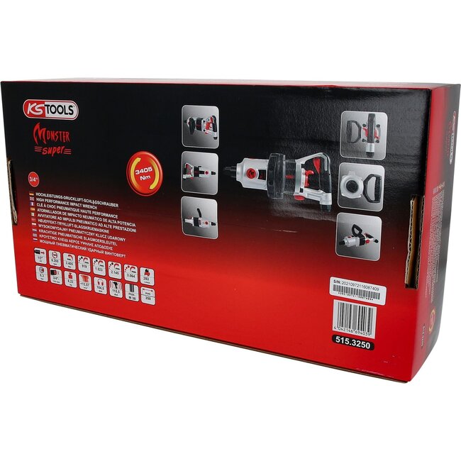 KS Tools 3/4" superMONSTER krachtige pneumatische slagmoersleutel - 3405 Nm - 515.3250