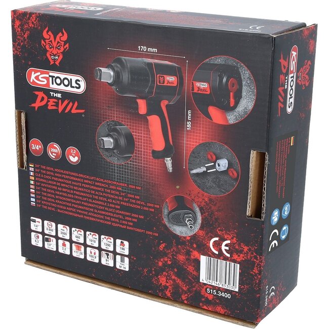 KS Tools 3/4" Krachtige pneumatische slagmoersleutel - 2000 Nm - 515.3400