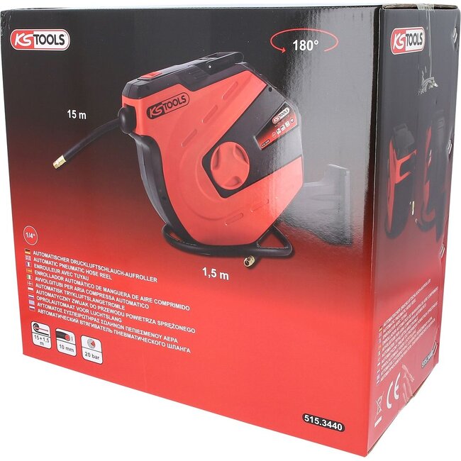 KS Tools Enrouleur avec tuyaur, Ø 10mm x 15m - 515.3440