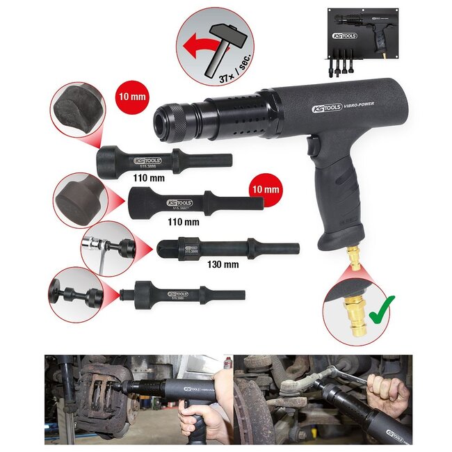 KS Tools Vibro-Power Druckluft-Meißelhammer-Satz, 6-tlg - 515.3880