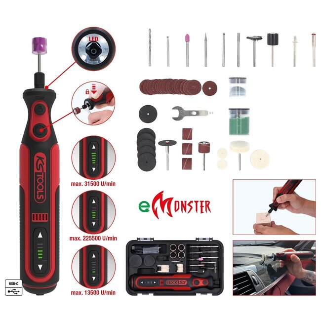 KS Tools eMONSTER Rechargeable multi-function tool set with 50 accessories - 515.3990