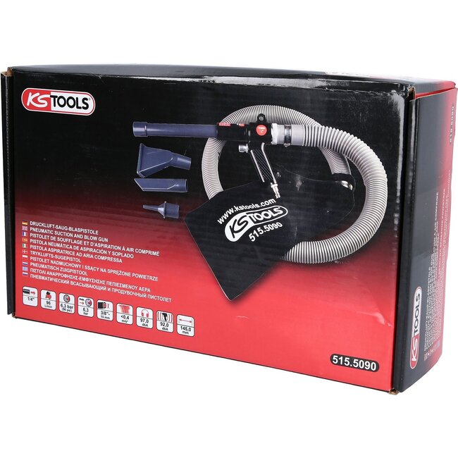KS Tools Pistolet de soufflage et d’aspiration à air comprimé, 145 mm - 515.5090