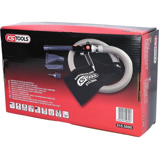 KS Tools Pistolet de soufflage et d’aspiration à air comprimé, 145 mm - 515.5090
