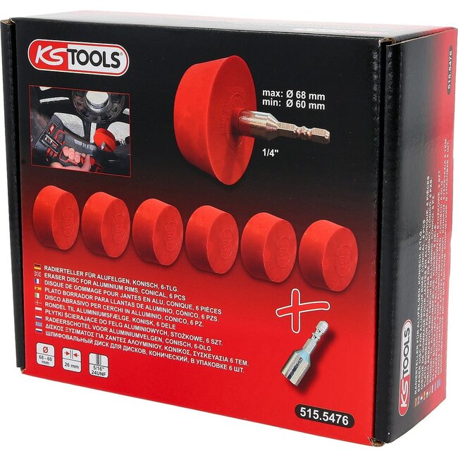 KS Tools Eraser disc for aluminum rims, conical, pack of 6 - 515.5476