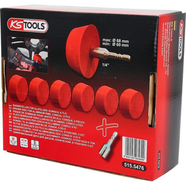 KS Tools Radeerschijf voor aluminiumvelgen - conisch - verpakking van 6 stuks - 515.5476