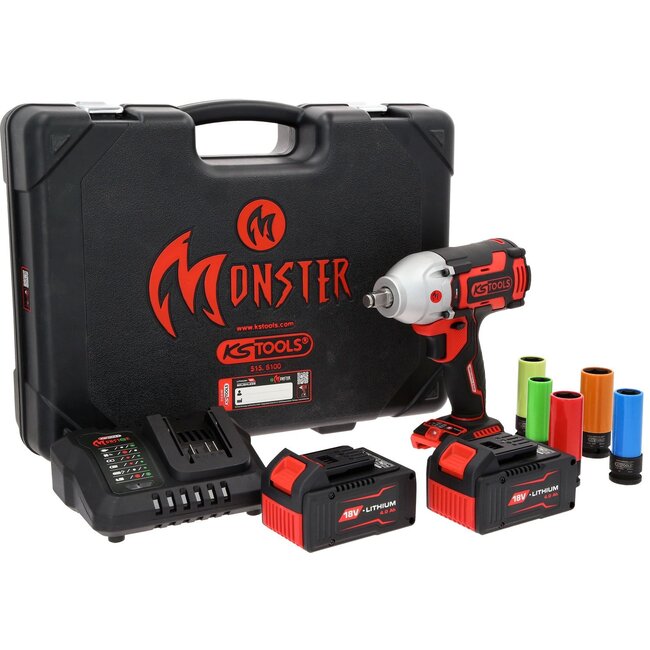 KS Tools Jeu d’embouts 1/2" eMONSTER pour visseuse à percussion sans fil et sans balais, 9 pcs – 515.6100