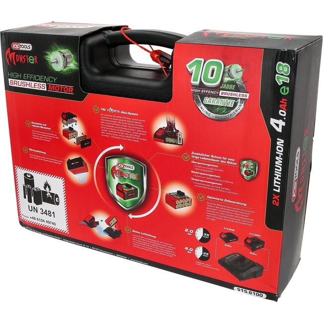 KS Tools eMONSTER 1/2" brushless accu-slagschroefmachineset - 9 - delig - 515.6100