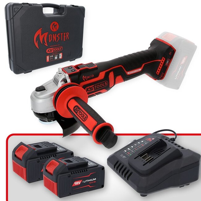 KS Tools eMONSTER brushless cordless angle grinder set, 4 pcs - 515.6200