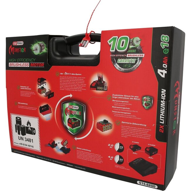 KS Tools eMONSTER Brushless-Akku-Winkelschleifer-Satz , 4-tlg - 515.6200