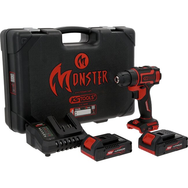 KS Tools eMONSTER Brushless-Akku-Bohr-Schrauber-Satz, 4-tlg - 515.6400