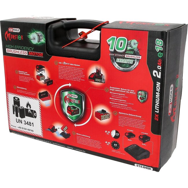 KS Tools eMONSTER Brushless-Akku-Bohr-Schrauber-Satz, 4-tlg - 515.6400