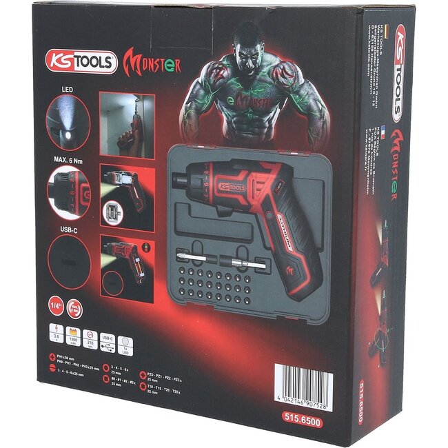KS Tools 1/4" eMONSTER cordless bit screwdriver set, 27 pieces - 515.6500