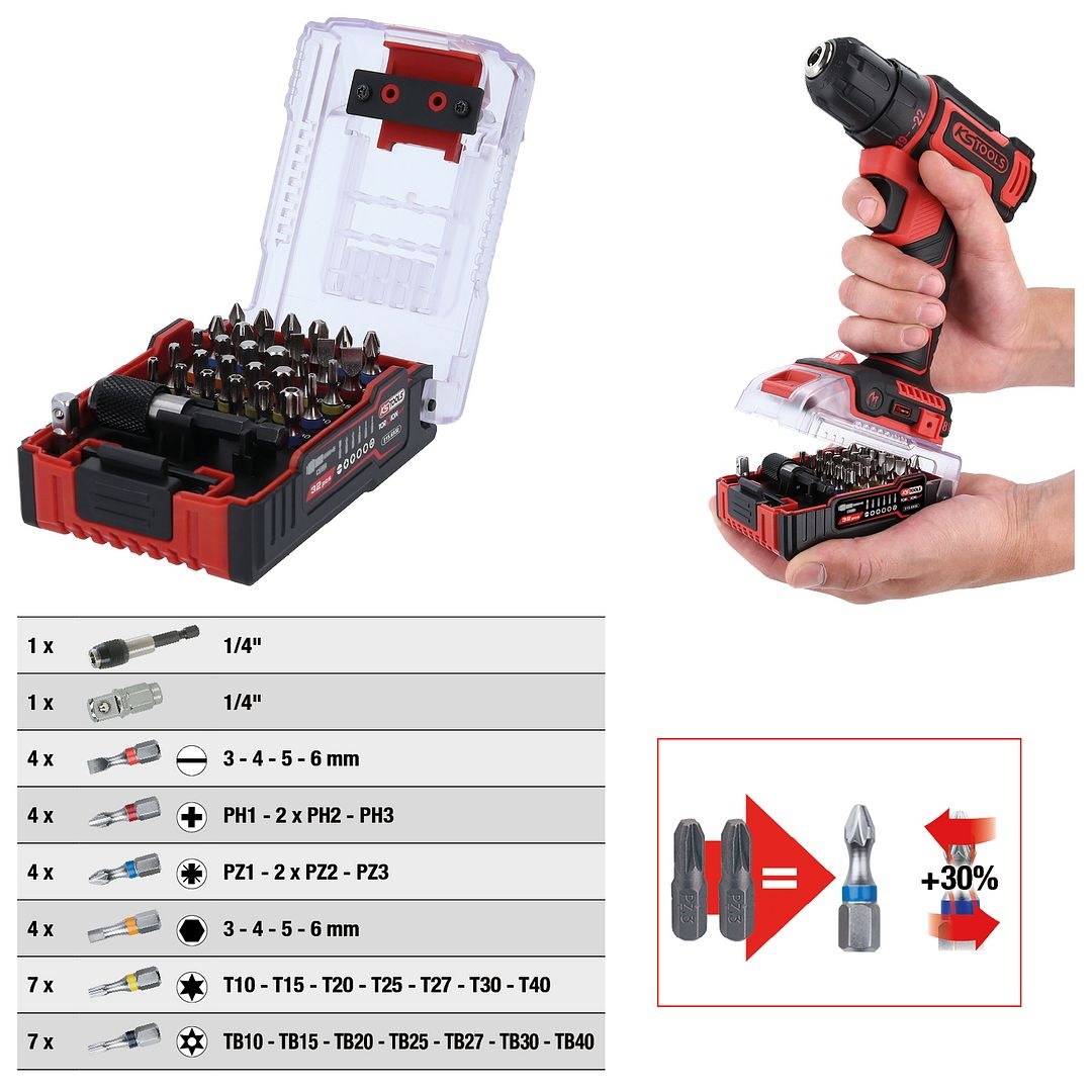 KS Tools 1/4" TORSIONpower bit-set in eMONSTER-accu-design - 32 - delig - 515.6932, foto 2 van 6