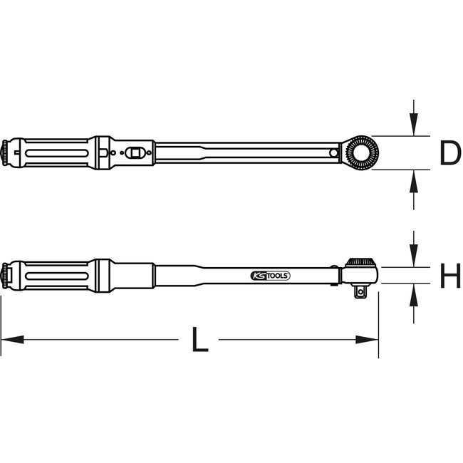 KS Tools 1/2" ERGOTORQUE®precision Momentsleutel met draaiknop-omsteek-ratelkop - 80-420Nm - 516.1482