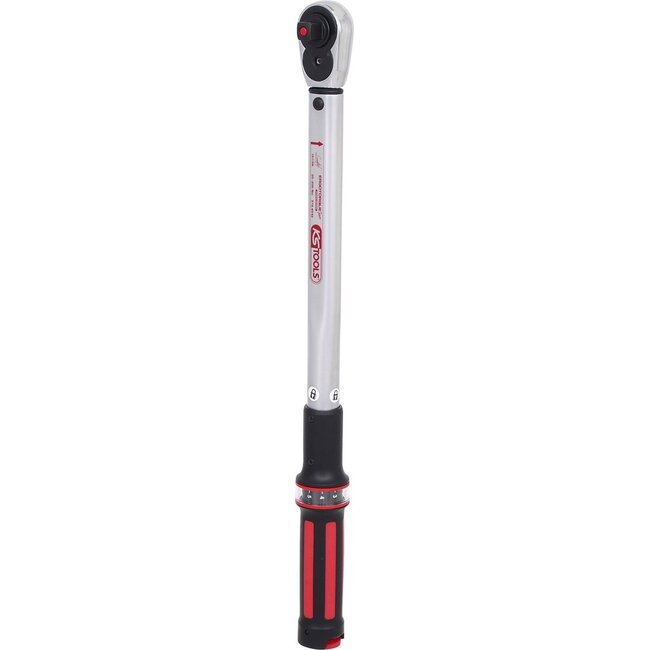 KS Tools 1/2" ERGOTORQUE®precision torque wrench with reversible ratchet head, 40-200Nm, red - 516.6542