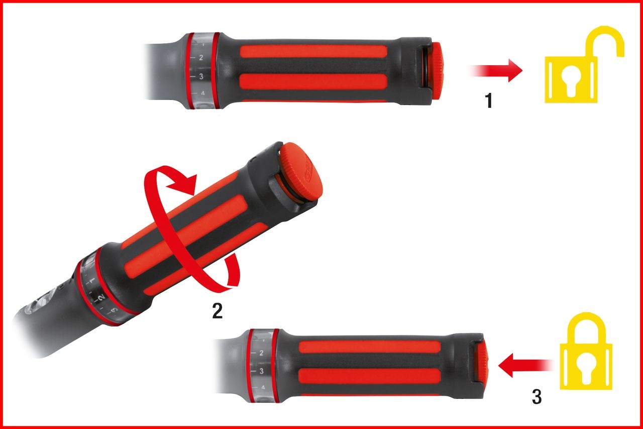 KS Tools 1/2" ERGOTORQUE®precision Momentsleutel met omschakelbare ratel - 40-200Nm - 516.6542, foto 6 van 6