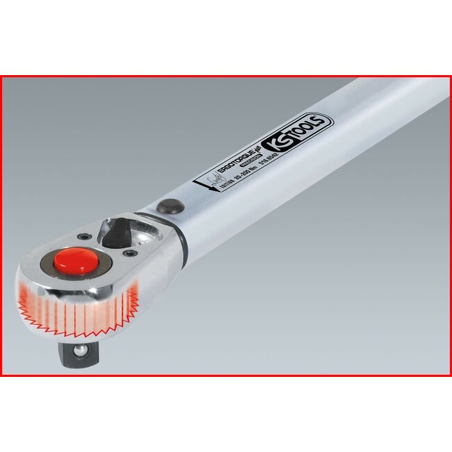 KS Tools 1/2" ERGOTORQUE®precision Ratschen-Drehmomentschlüssel, 40-200Nm, rot - 516.6542
